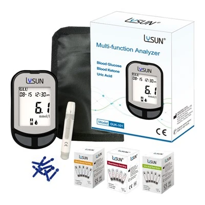 Lysun 3 in 1 بلڈ گلوکوز، یورک ایسڈ، بلڈ کیٹون میٹر GUK-101