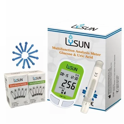 Lysun EUS-101 یورک ایسڈ سٹرپس 2 میں 1 خون میں گلوکوز اور یورک ایسڈ میٹر